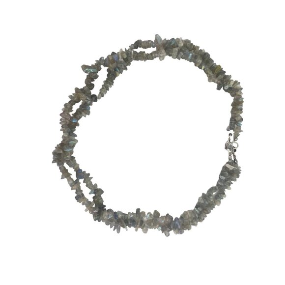 Labradorite Gemstone Chip Bead Necklace 36 Inches - Picture 10 of 11